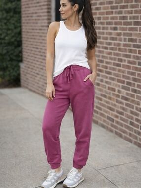 New Z Supply Mauve-Pink Fleece Joggers Active Drawstring Elastic Waist NWT Sz M